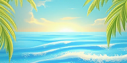 结算画面角色背景 - 假日海滩